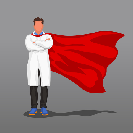 doctor with red cape Vector illustration.のイラスト素材