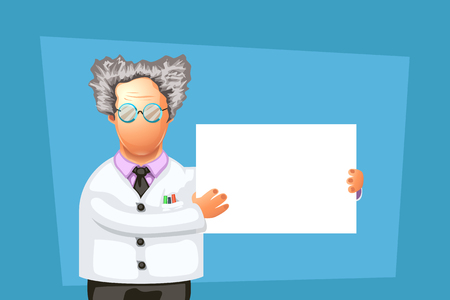 crazy scientist with board Vector illustration.のイラスト素材