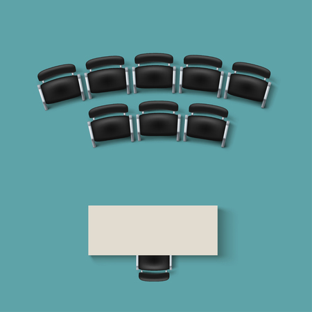 Top view office furniture flat illustration.のイラスト素材