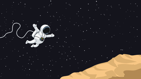 astronaut jumping on asteroidのイラスト素材