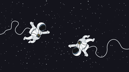 astronauts flying in spaceのイラスト素材