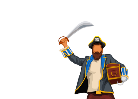 pirate holding chestのイラスト素材