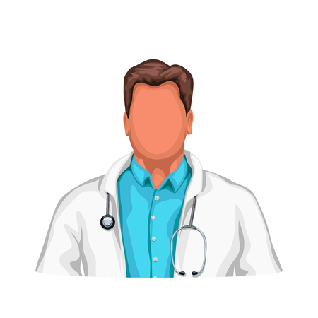 ilustration of male doctor with crossed hands isolated on white backgroundのイラスト素材