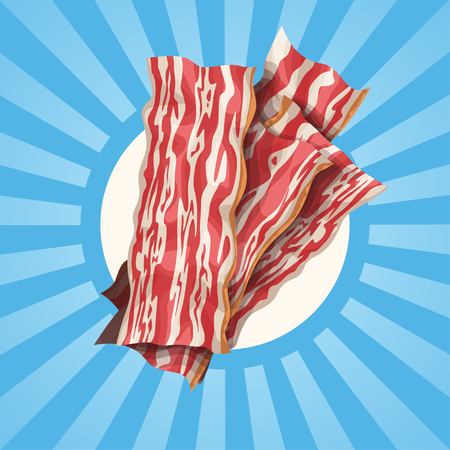 bacon slices on shining backgroundのイラスト素材