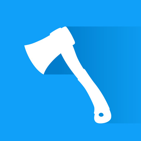 illustration of white color axe silhouete with drop shadow on blue backgroundのイラスト素材