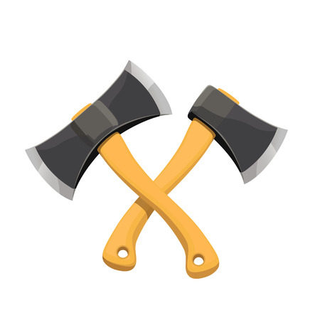 crossed two wooden axesのイラスト素材