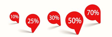 red round labels with percents on whiteのイラスト素材
