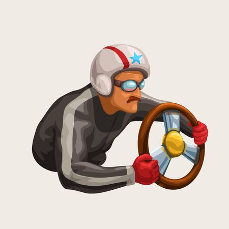 retro racing driver on whiteのイラスト素材