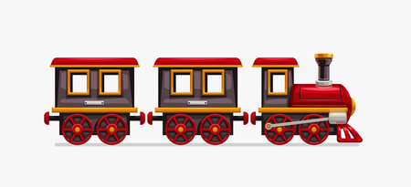 colorful cartoon train on whiteのイラスト素材