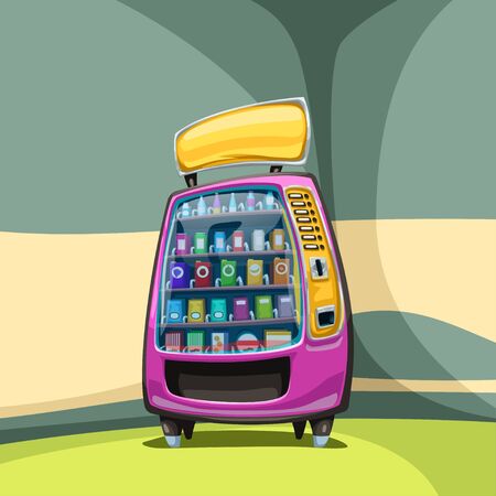 vending machine in colorful cornerのイラスト素材