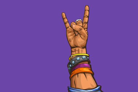 hard rock hand on violetのイラスト素材