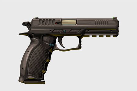 realistic modern handgun on whiteのイラスト素材