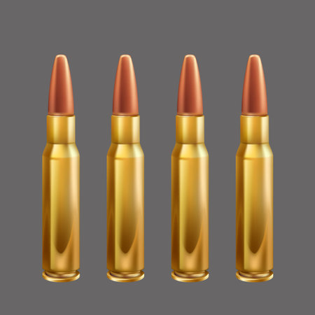 group of realistic rifle bullets