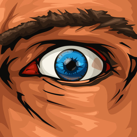 illustration of male blue eye comics style close view