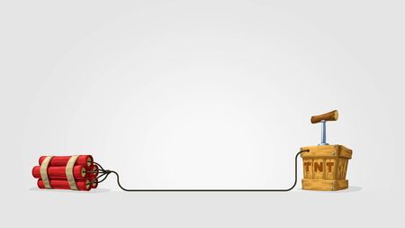 cartoon dynamite with wood boxのイラスト素材