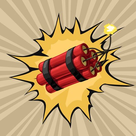cartoon red dynamite firing wireのイラスト素材
