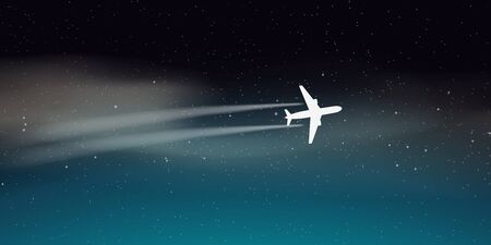 airplane silhouette on dark spaceのイラスト素材