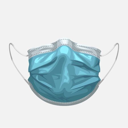 blue medical mask front viewのイラスト素材