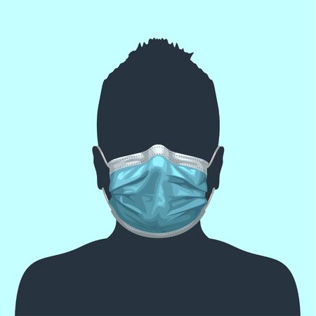 human silhouette blue medical maskのイラスト素材