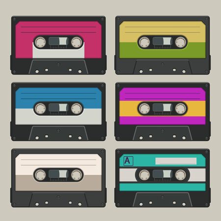 audio tapes set on greyのイラスト素材