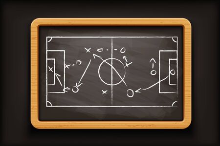black blackboard with football planのイラスト素材