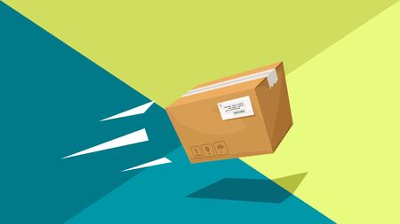 cartoon carton box parcel throwのイラスト素材