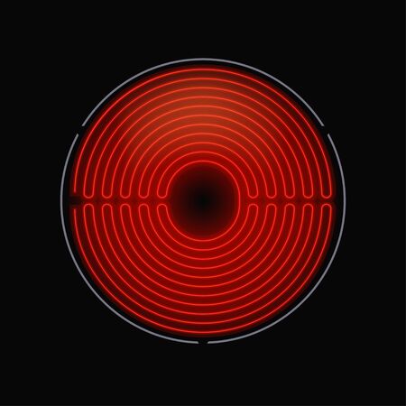 illustration of realistic red burner of modern electric stoveのイラスト素材