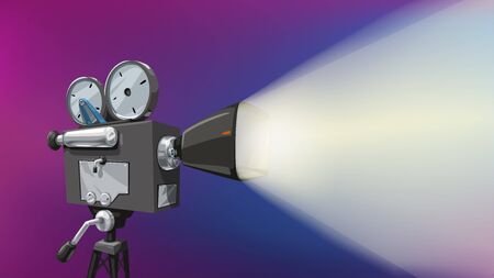 vintage cinema camera colorful backgroundのイラスト素材
