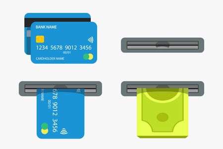 atm set on white backgroundのイラスト素材