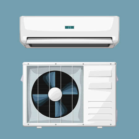 white split air conditioner system on blueのイラスト素材