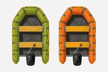 two inflatable boats top view on whiteのイラスト素材