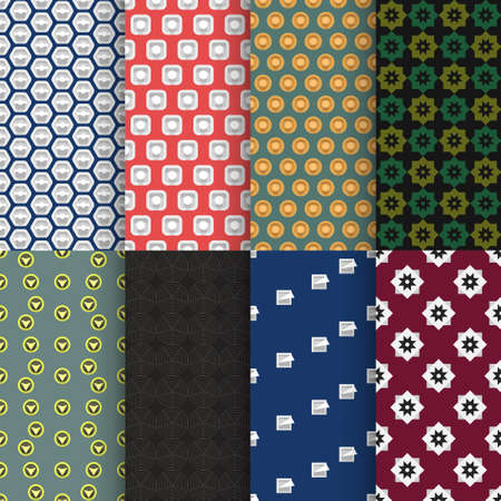 various complex seamless back patterns in setのイラスト素材