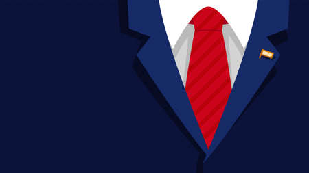 dark blue president formal suit red tieのイラスト素材