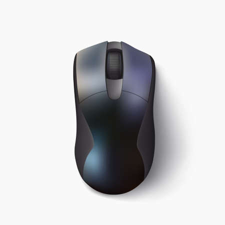 black modern mouse above view on whiteのイラスト素材