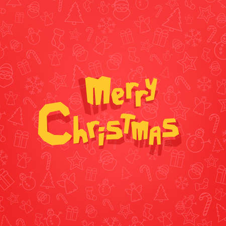 yellow letters on red background with iconsのイラスト素材