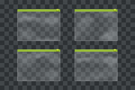 transparent plastic zipper package set on darkのイラスト素材