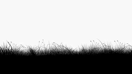 black color silhouette grass seamless on white backgroundのイラスト素材