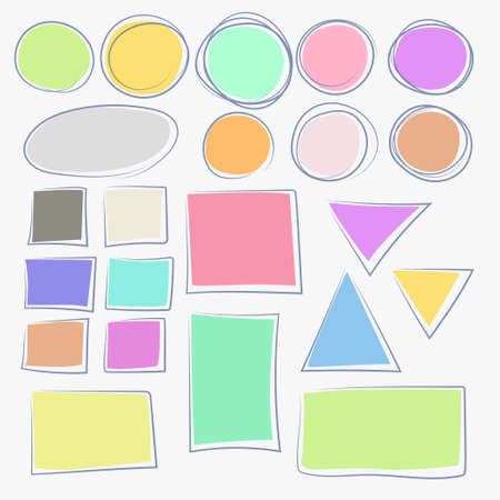 hand draw set of colorful geometric figuresのイラスト素材