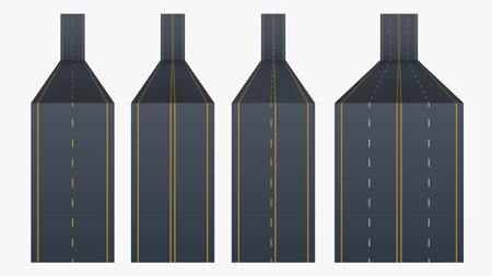 various road lines in set on whiteのイラスト素材