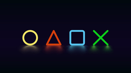colorful game console geometric shapes with reflect