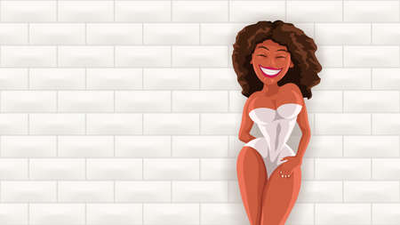 smiling pretty model girl with perfect bodyのイラスト素材