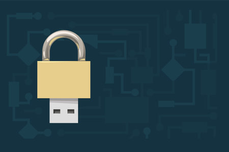 digital security icon as golden color lockのイラスト素材