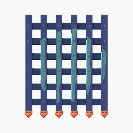 medieval castle gate grid isolated on whiteのイラスト素材