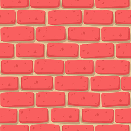 cartoon design red brick wall seamless patternのイラスト素材