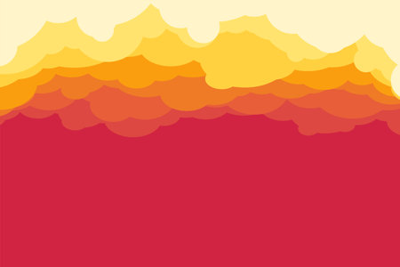 a flat cartoon orange clouds on redのイラスト素材