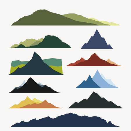 a various colored simple mountains in setのイラスト素材
