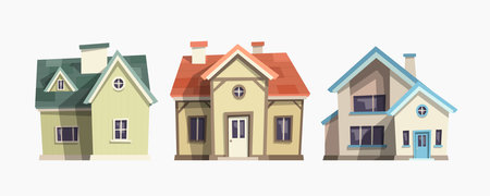 modern classic design houses front view setのイラスト素材