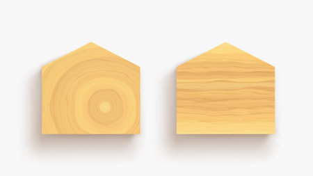 pair of wooden houses silhouettes various texturesのイラスト素材