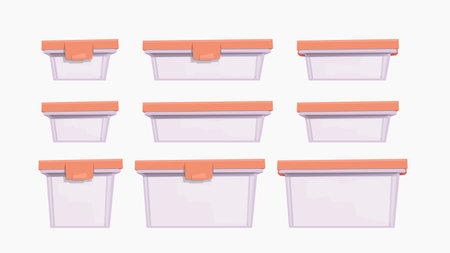 various orange plastic food containers in setのイラスト素材