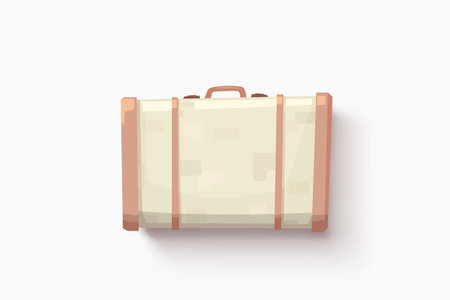 a bright biege suitcase lying on whiteのイラスト素材